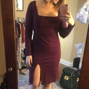 Lulu's Burgundy Long Sleeve Dress